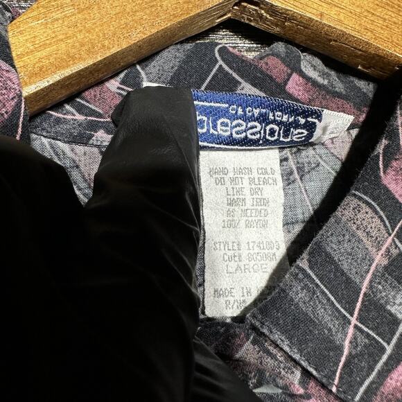 Impressions of California Shirt Women's L Black Short Sleeve Button Up Vintage - Picture 3 of 11